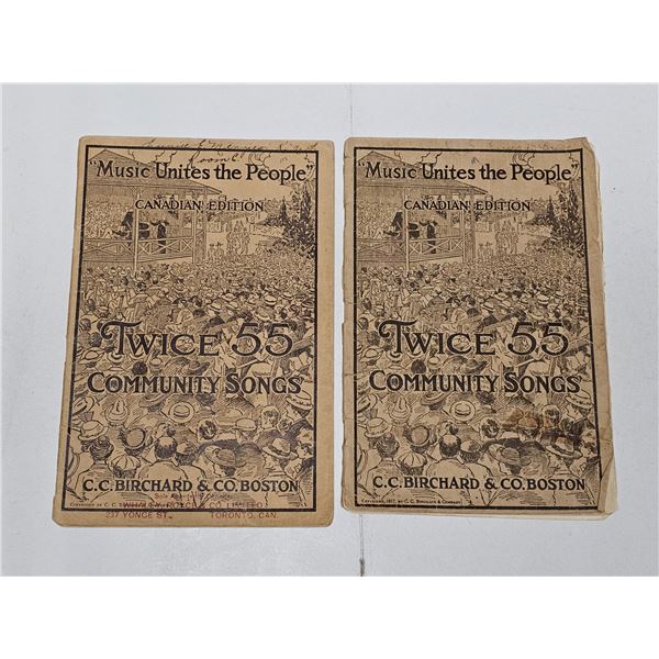 Pair of Antique “Twice 55 Community Songs” Song Booklets
