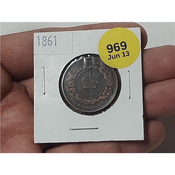 1861 New Brunswick One Cent Coin.