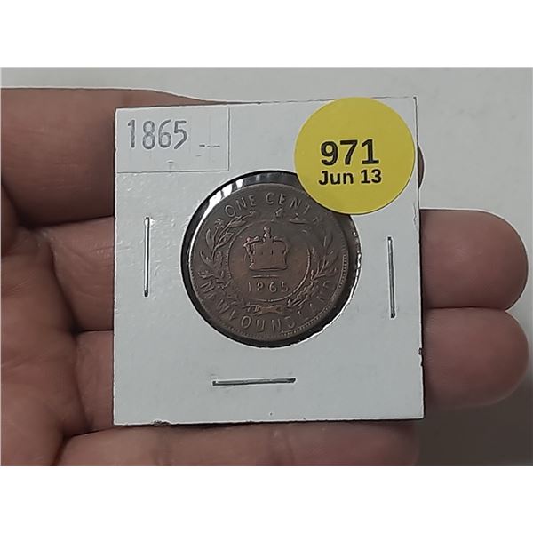 1865 Newfoundland One Cent Coin.