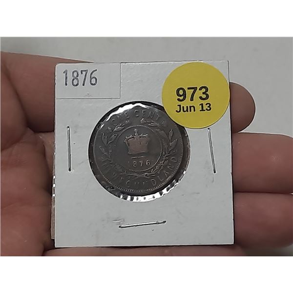 1876 Newfoundland One Cent Coin.