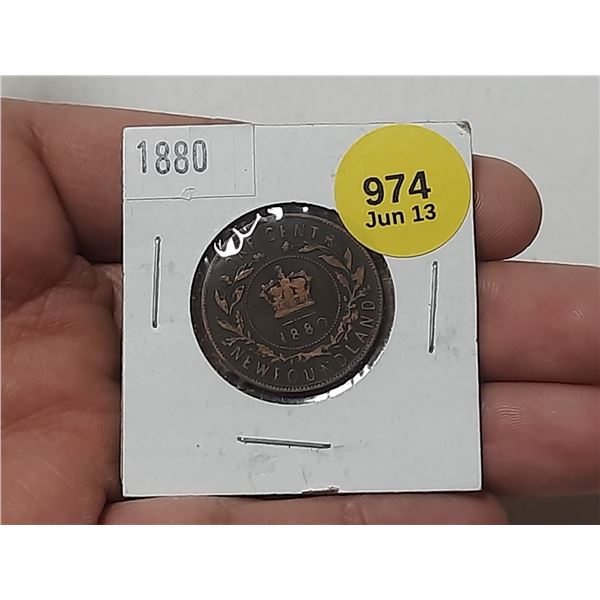 1880 Newfoundland One Cent Coin.