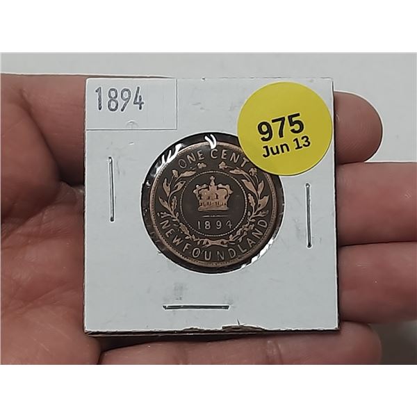 1894 Newfoundland One Cent Coin.