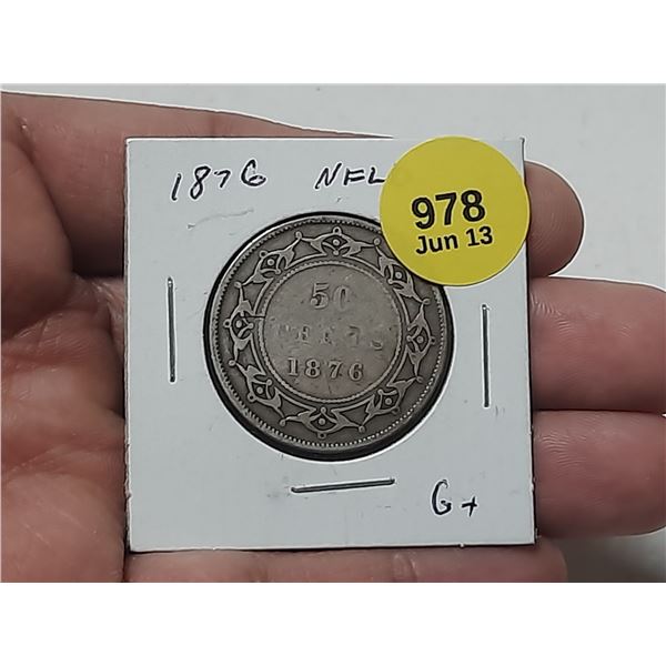 1876 Newfoundland 50 Cents Silver Coin.