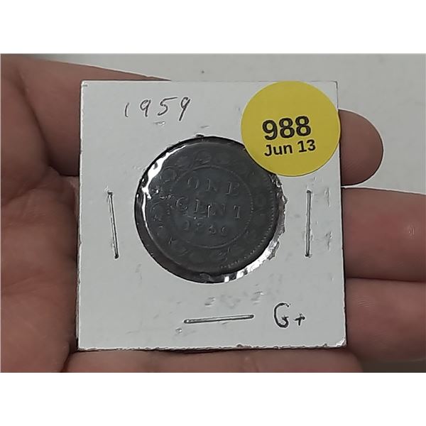 1859 Canadian Large One Cent.
