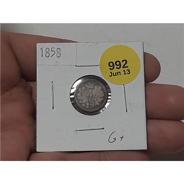 1858 Canadian Silver 5 Cents.