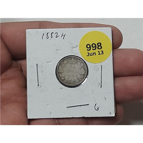1882-H Canadian Silver 10 Cents.
