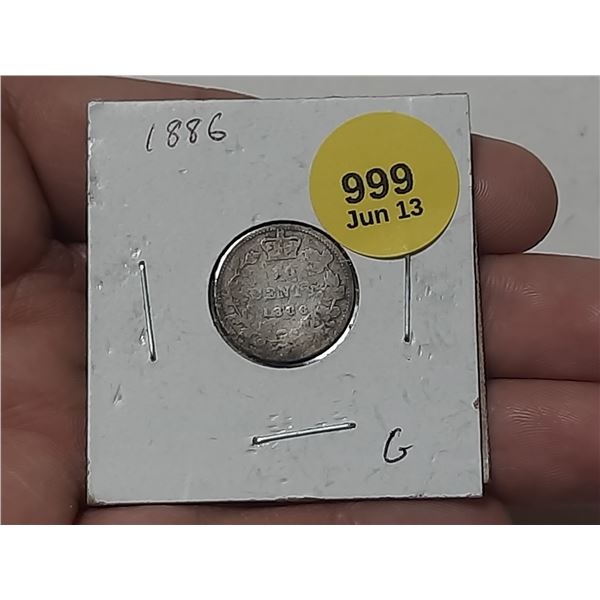 1886 Canadian Silver 10 Cents.