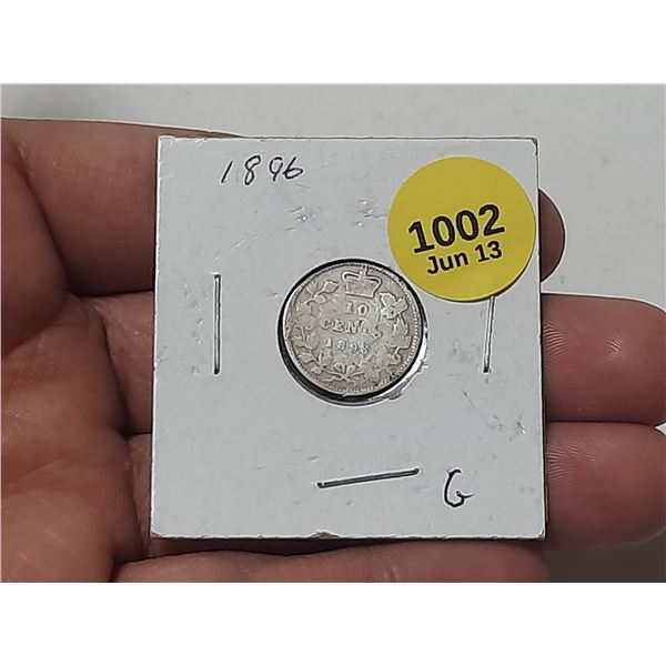 1896 Canadian Silver 10 Cents.