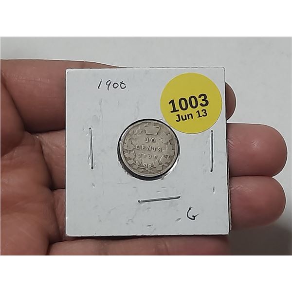 1900 Canadian Silver 10 Cents.
