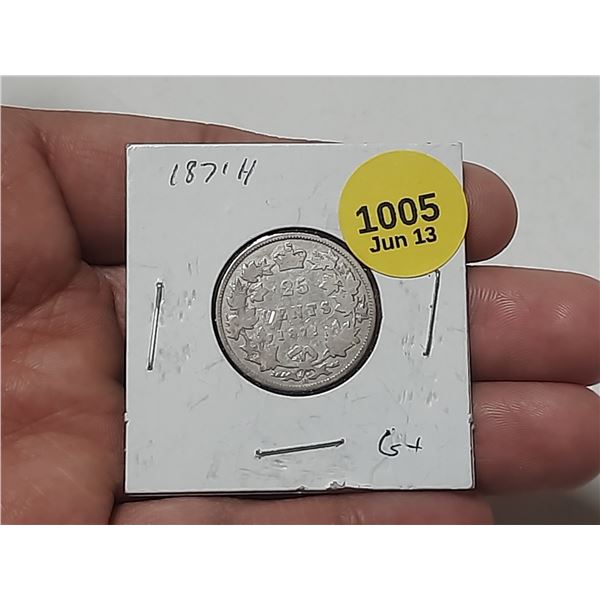 1871-H Canadian Silver 25 Cents.