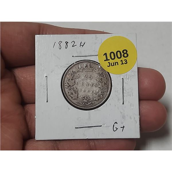 1882-H Canadian Silver 25 Cents.