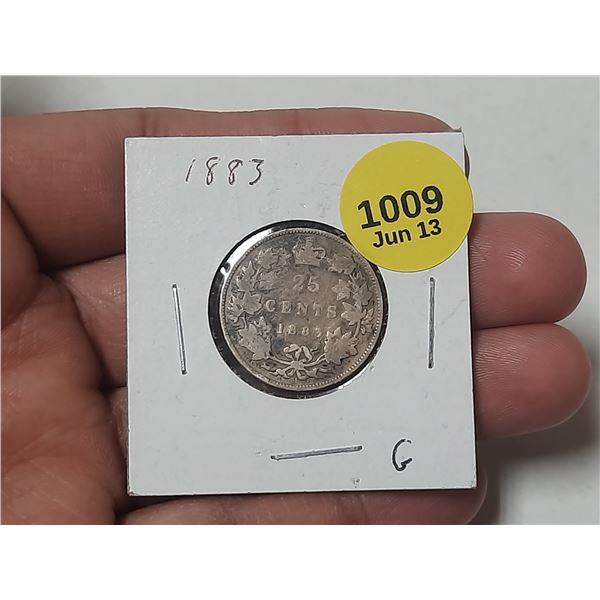 1883-H Canadian Silver 25 Cents.