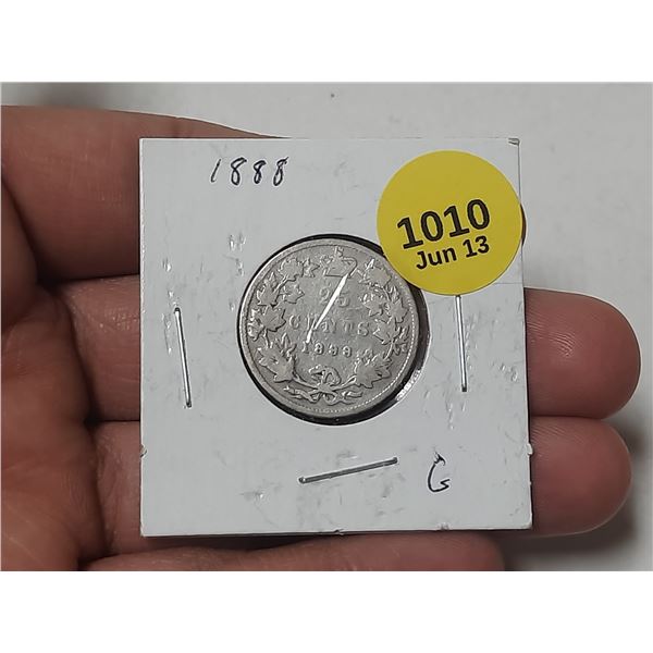 1888 Canadian Silver 25 Cents.