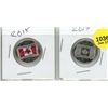 Image 1 : 2015 Canadian 25-cent coins commemorating the 50th anniversary of the Canadian flag - Coloured and U