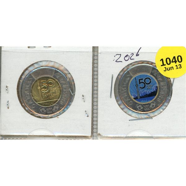 2026 Canadian commemorative $2 coin celebrating the 50th anniversary of the CN Tower - Coloured and 