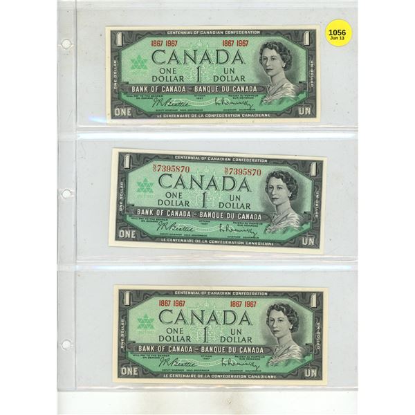 (3) 1967 Canada One Dollars. (Uncirculated)