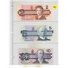 Image 1 : 1986 Canada Two, 1986 Canada Five, 1989 Canada Ten Dollars.