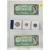 Image 1 : (2) 1967 Canada One Dollars, 1967 Canada Silver 25 Cents, Silver 10 Cents and 5 Cents.