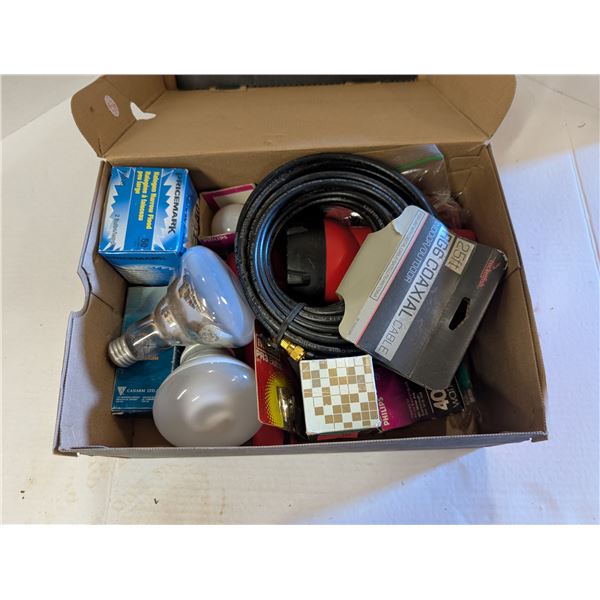 Box of Electrical Related Items (Bulbs, Flashlights, Halogen, and etc.)
