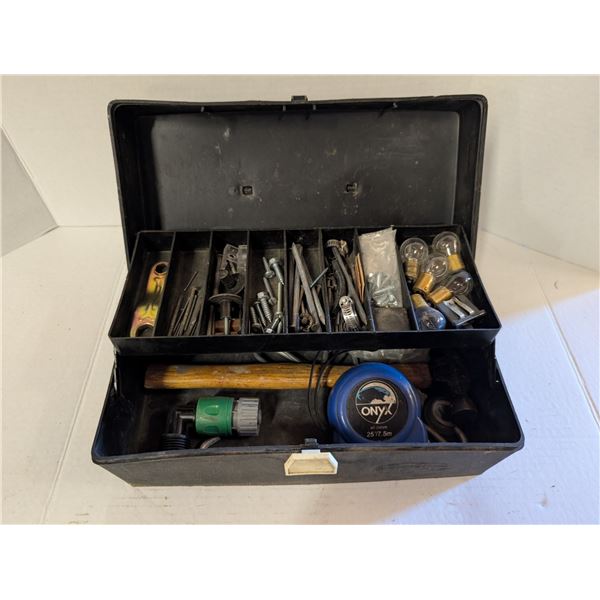 Black Plastic Tool box w/ misc. Tools As Shown