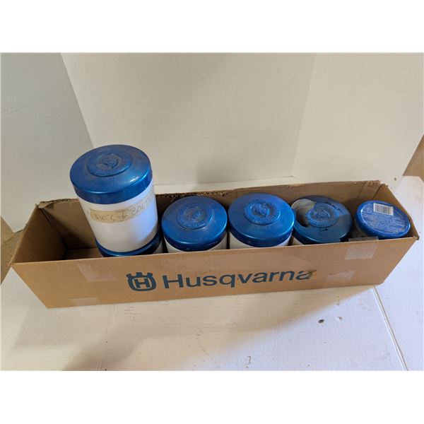 Box full of Nails, Bolts, Nuts , and etc. In Tobacco Tins