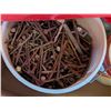 Image 4 : Box full of Nails, Bolts, Nuts , and etc. In Tobacco Tins