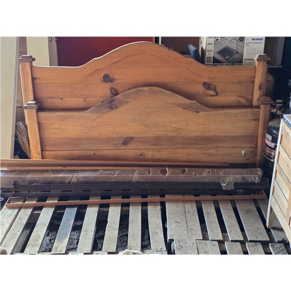 Wooden bed frame- 83"W- headboard and foot board