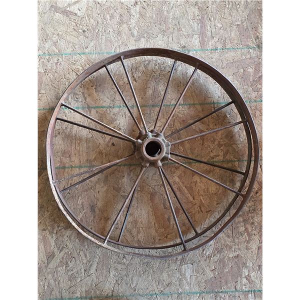 2 antique steel wheels- 26"H