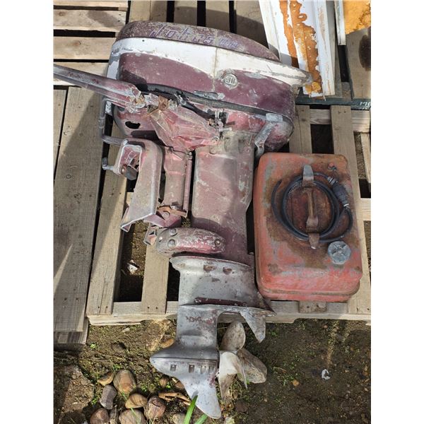 Vintage johnson 30hp  boat motor and boat gas can