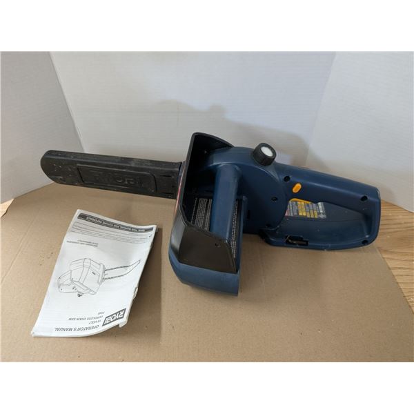 RYOBI battery operated Chain Saw. User manual included. Battery not included.