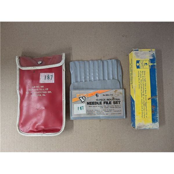 Norton Sharpening Stone, Buffalo 10 piece Industrial Needle File Set & K-D No. 444 Snap Ring Tool Se