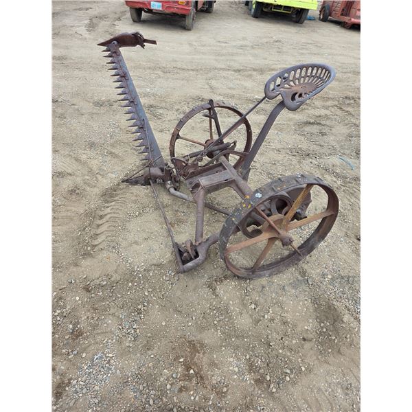 Antique McCormick horse drawn mower- with cast iron seat and tool box