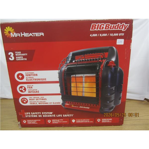 Large New in Box Mr. Heater Big Buddy with a Hook Up to a Large Propane Tank . Box only Opened for P