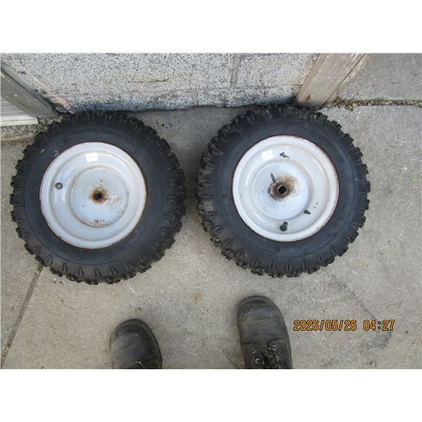 2 Tires with Steel Rims Lots of Thread