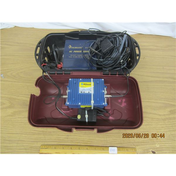 Custom Designed Mobile Wireless Daul-Band Amplifier Hooked Up to a 12 Volt Power Inverter Cell Phone