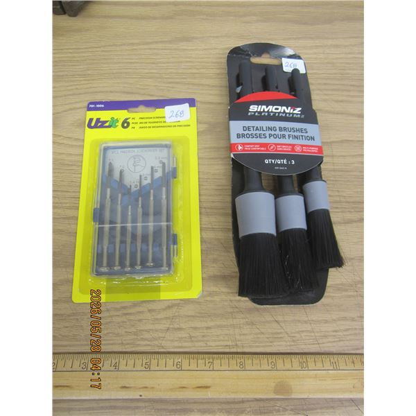 New Precision Screw Driver Set New Simonize Auto Detailing  Brushes