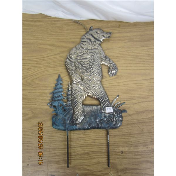 Brass Grizzly Bear Yard Ornament 16 inches Tall