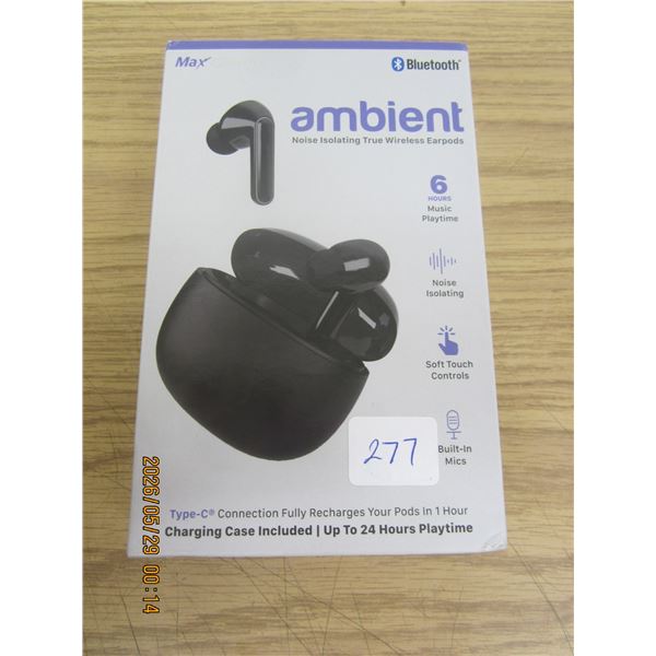 Max Charge Ambient Wireless Blue Tooth Ear Buds New in Package
