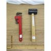 Image 1 : 12 Inch Pipe Wrench and a Rubber  Mallet