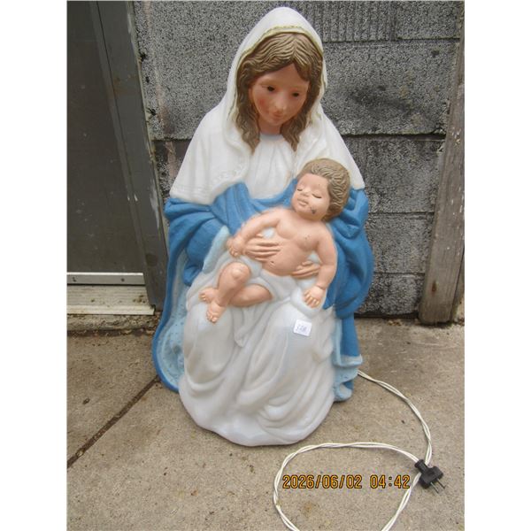 Mary and Baby Jesus Light Up Blow Mold Statue