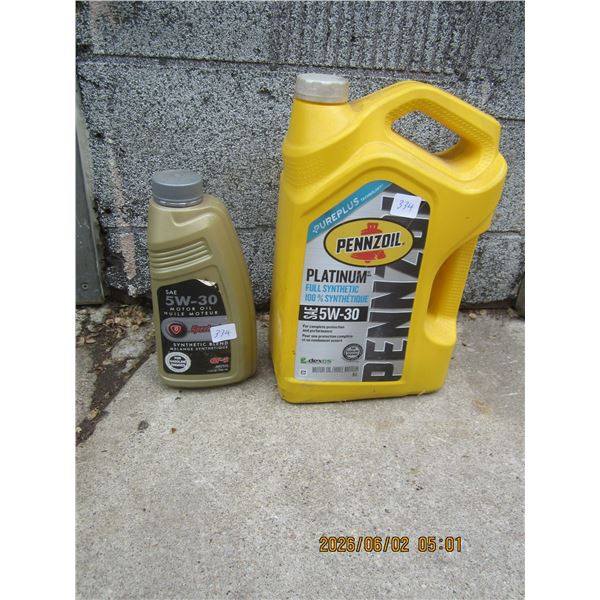 2 Partly Full Jugs Synthetic Oil ½ Full