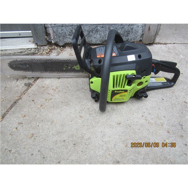 Poulan Model P3314 Chain Saw Good Compression Good Bar and Chain