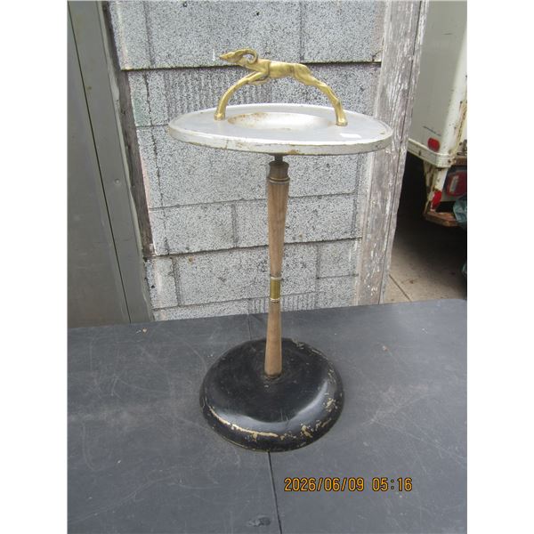 Antique Stand Up Ashtray with a Grey Hound Handle