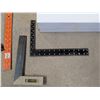 Image 2 : 460: Two Squares and two Other Measuring Tools + torpedo Level + TOYOTA windshield snow brush & scra