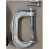 Image 3 : 465: Two 10 inch Pipe Wrenches (one MASTERCRAFT) + 2 Ratching Clamps + 2 Spring Clamps + 2 C clamps.