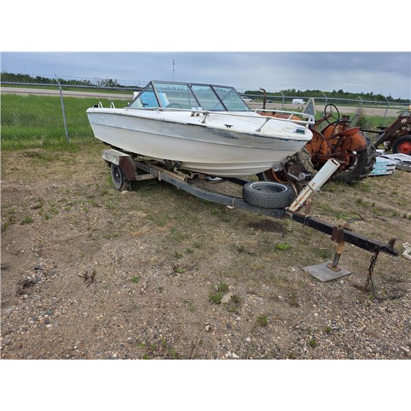 Fiberglass boat with trailer- motor not running