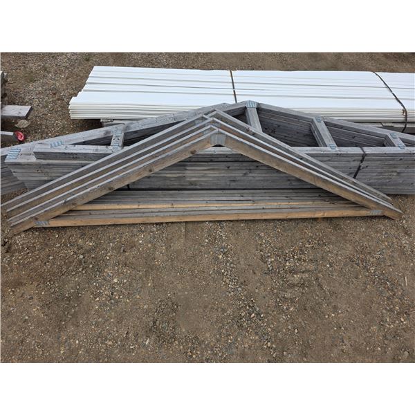 Pallet of roofing trusses- 15' by 3' and 12' by 2.75'- 18 pieces