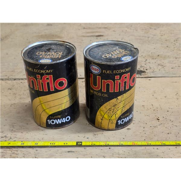 2 vintage cans of Esso motor oil - full