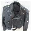 Image 5 : Black Leather MotorCycle Jacket Size 40