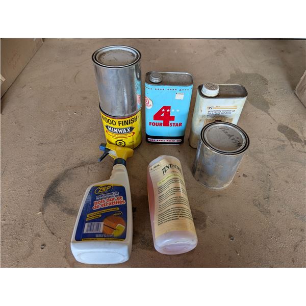 Box of Misc. Floor Finishes, oil, and etc. As Shown